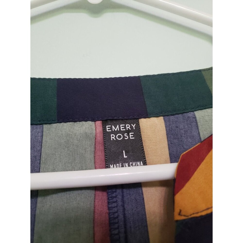 Emery Rose Womens L Shirt Dress Striped Bold V Neck Casual Spring Summer Preppy - Picture 5 of 6